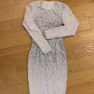 Sequin white and silver dress. Brand: Dress the Population. Size Small.